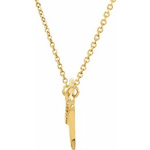 14K Yellow Gold 1/8 CTW Natural Diamond Freeform Bar 18" Necklace