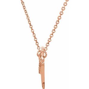 14K Rose Gold 1/8 CTW Natural Diamond Freeform Bar 18" Necklace
