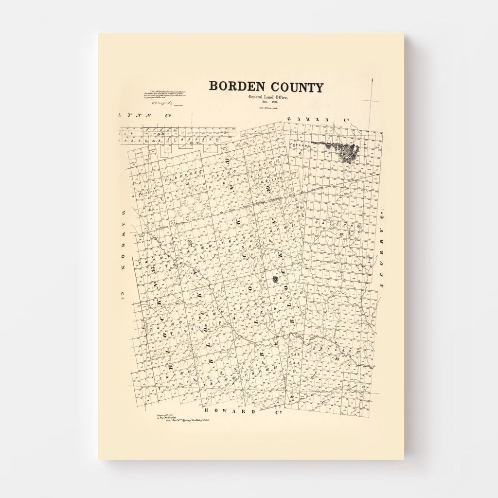 Vintage Map of Borden County, Texas 1892