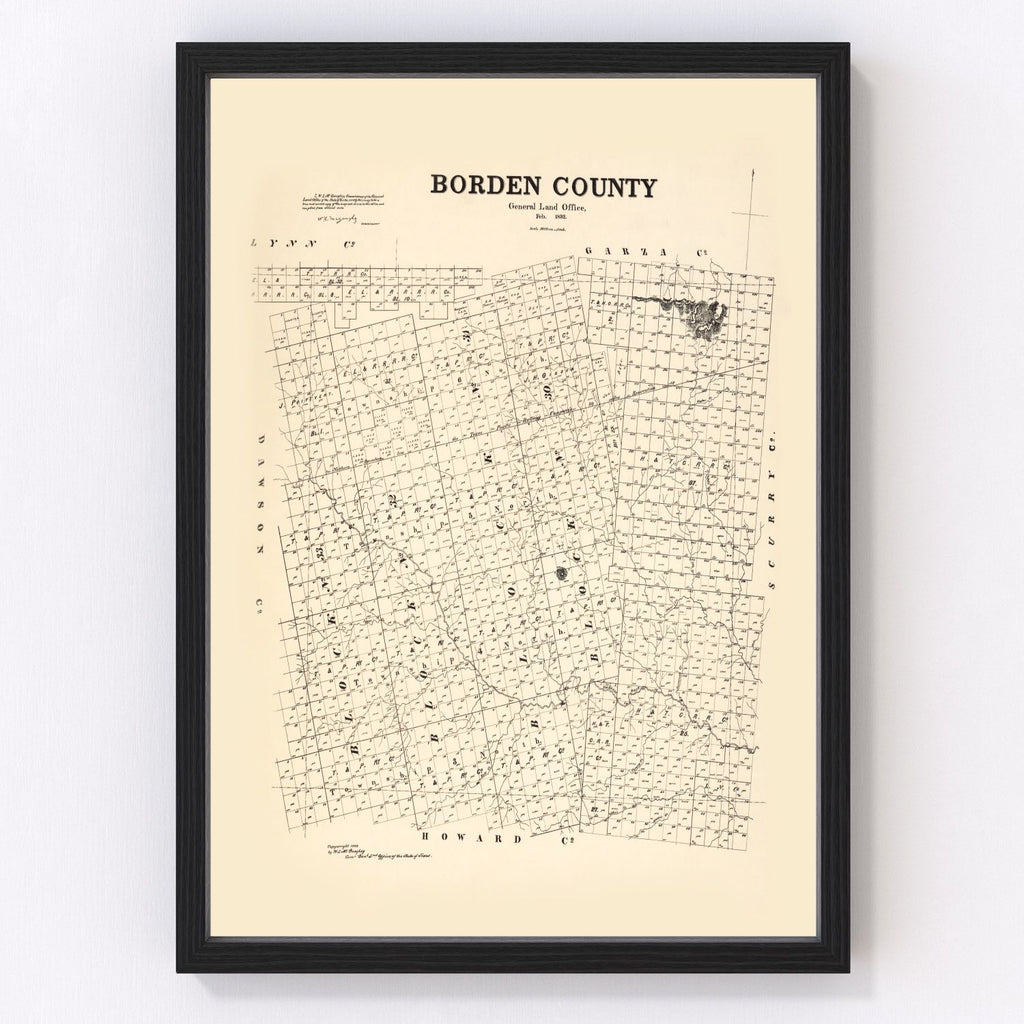 Vintage Map of Borden County, Texas 1892