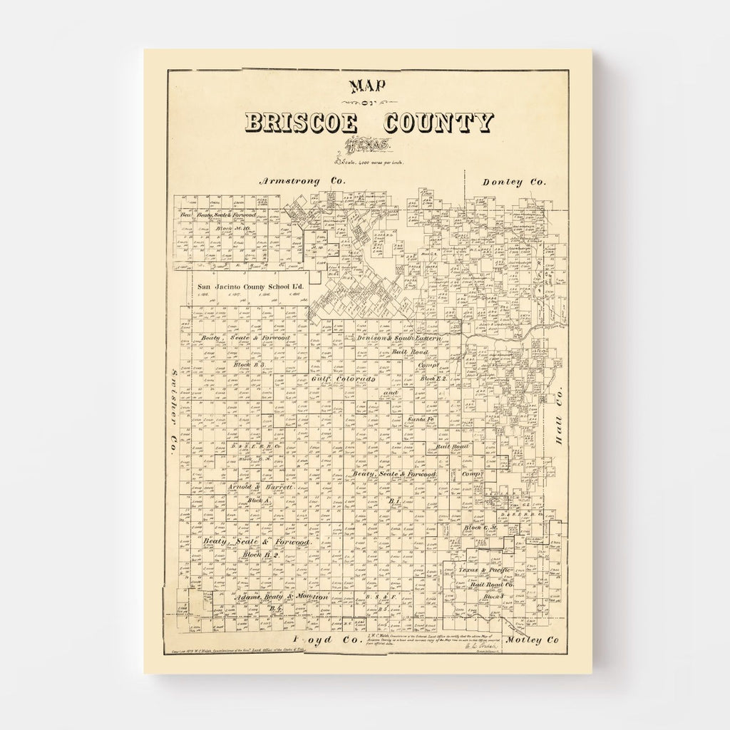 Vintage Map of Briscoe County, Texas 1897