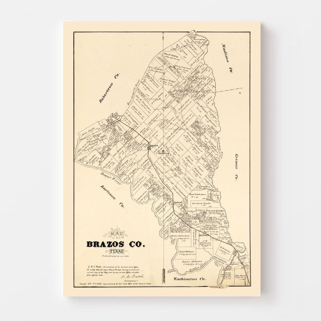 Vintage Map of Brazos County, Texas 1897
