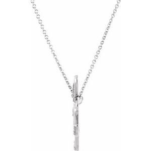 14K White Gold .08 CTW Natural Diamond "Hope" Phrase 16 1/2” Necklace