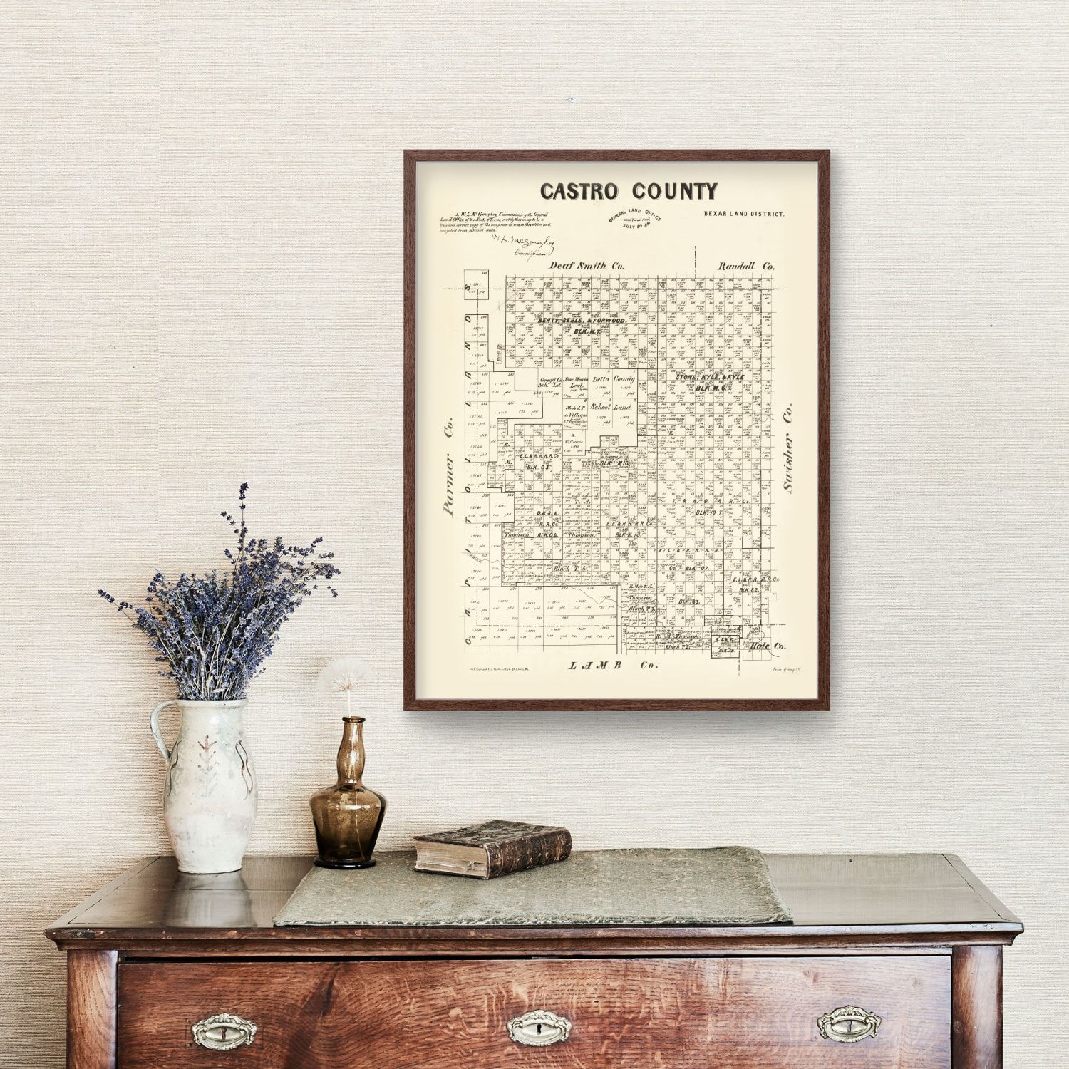 Vintage Map of Castro County, Texas 1891