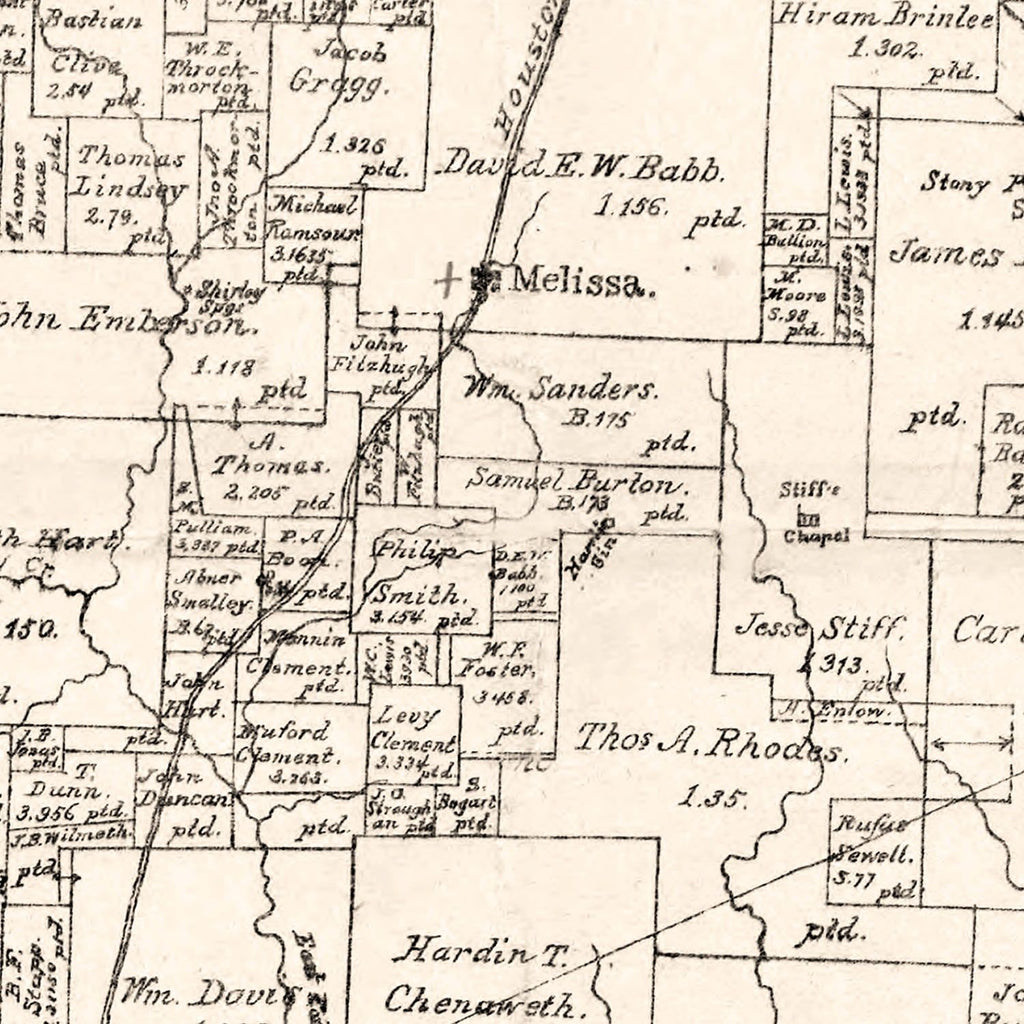Vintage Map of Collin County, Texas 1881