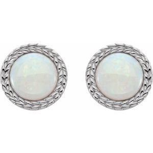 Platinum Natural White Opal Bezel-Set Leaf Earrings – image 2