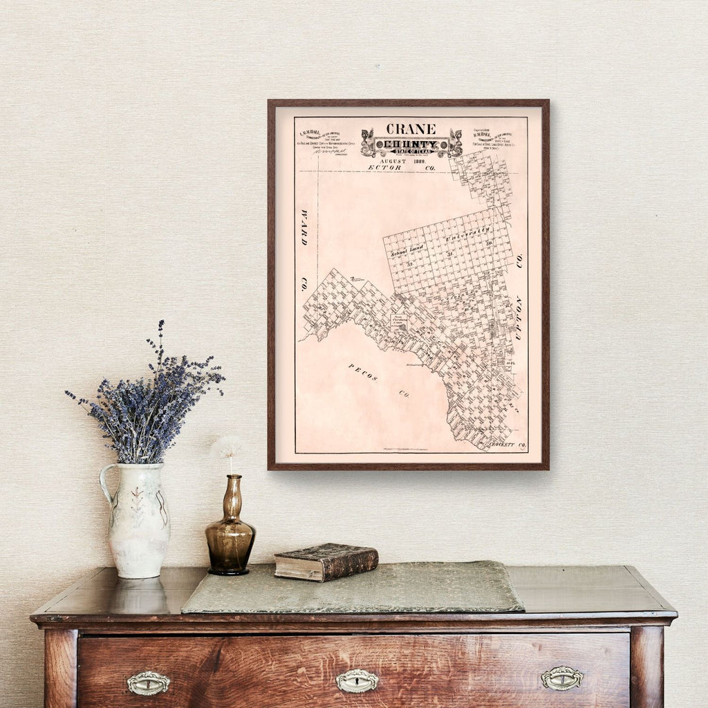 Vintage Map of Crane County, Texas 1888