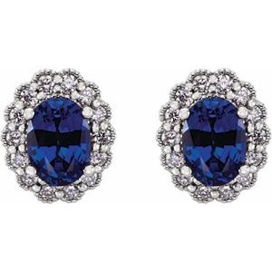 14K White Gold 7x5 mm Oval Halo-Style Earring Mounting – image 8