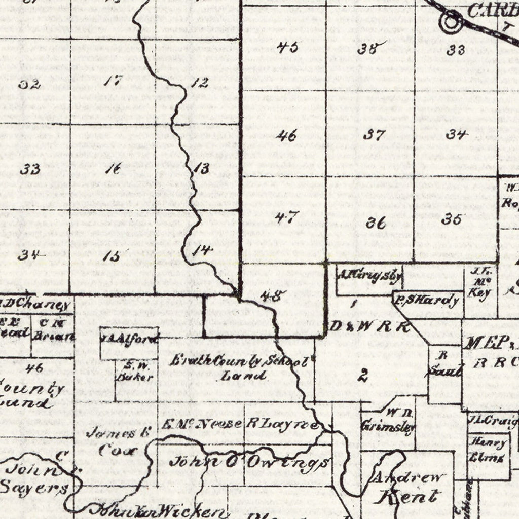 Vintage Map of Eastland County, Texas 1890