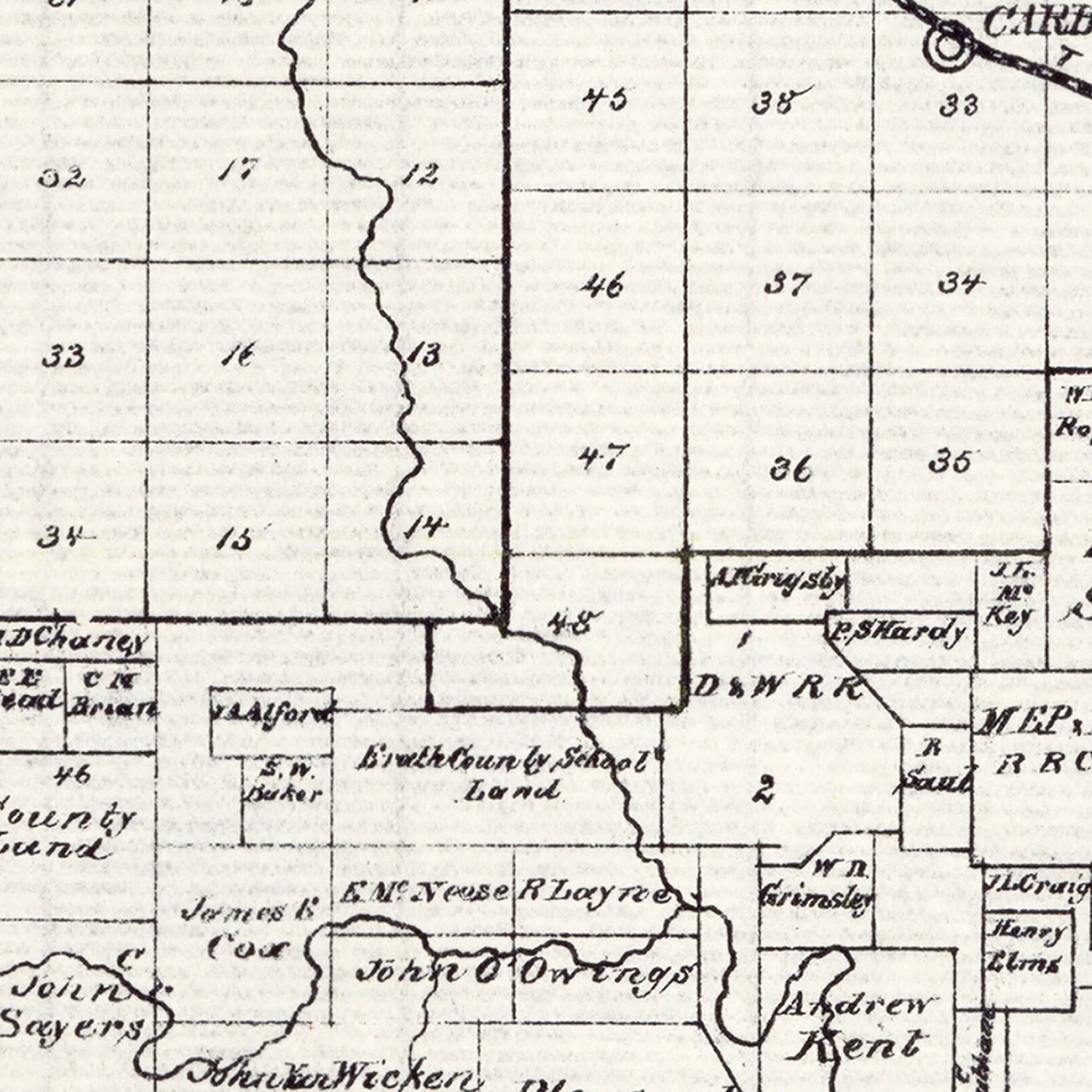 Vintage Map of Eastland County, Texas 1890