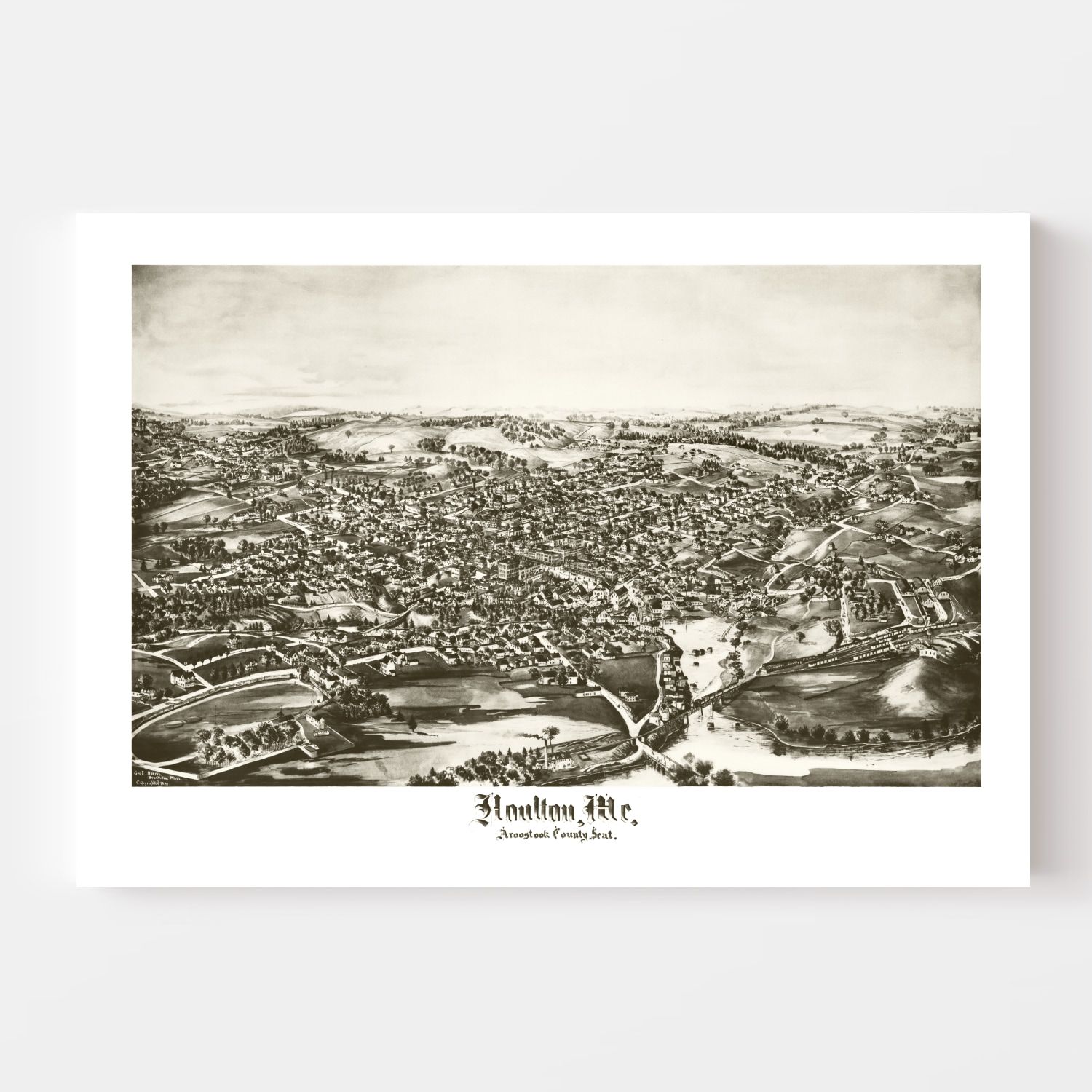 Vintage Map of Houlton, Maine 1894