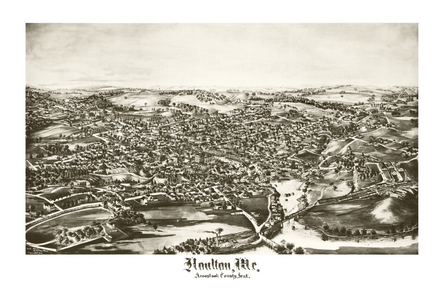 Vintage Map of Houlton, Maine 1894
