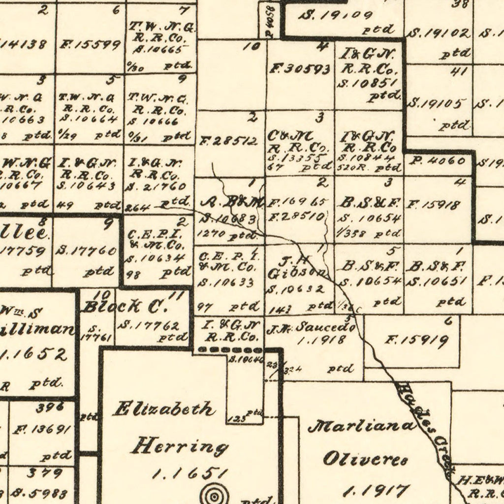 Vintage Map of Dickens County, Texas 1891