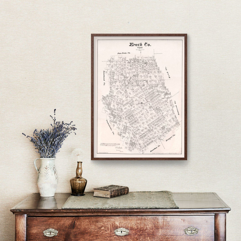 Vintage Map of Erath County, Texas 1879