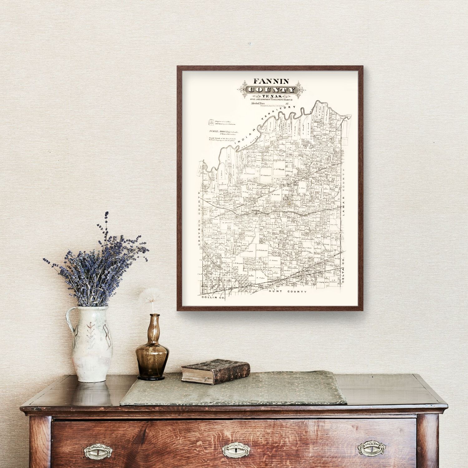 Vintage Map of Fannin County, Texas 1870
