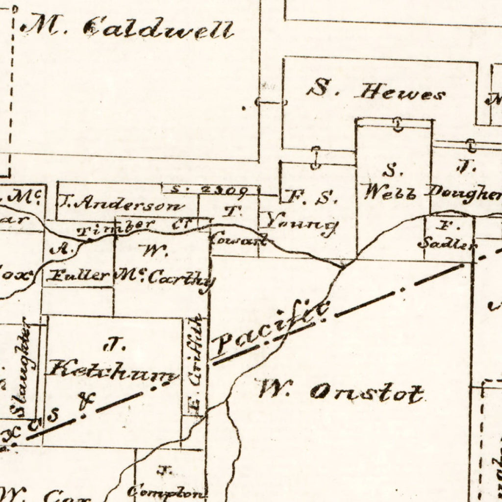 Vintage Map of Fannin County, Texas 1870