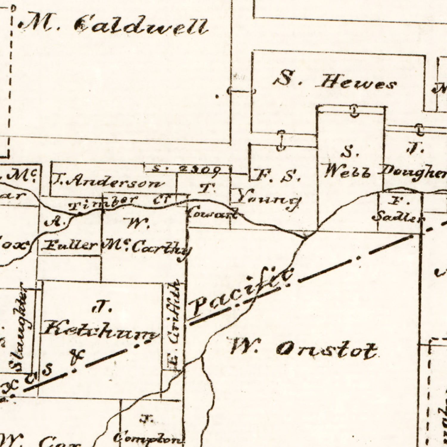 Vintage Map of Fannin County, Texas 1870