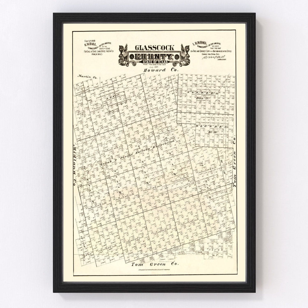 Vintage Map of Glasscock County, Texas 1888