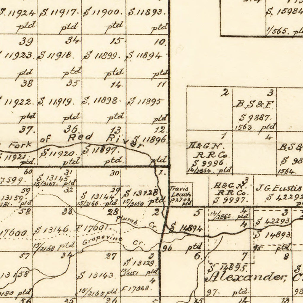 Vintage Map of Gray County, Texas 1888