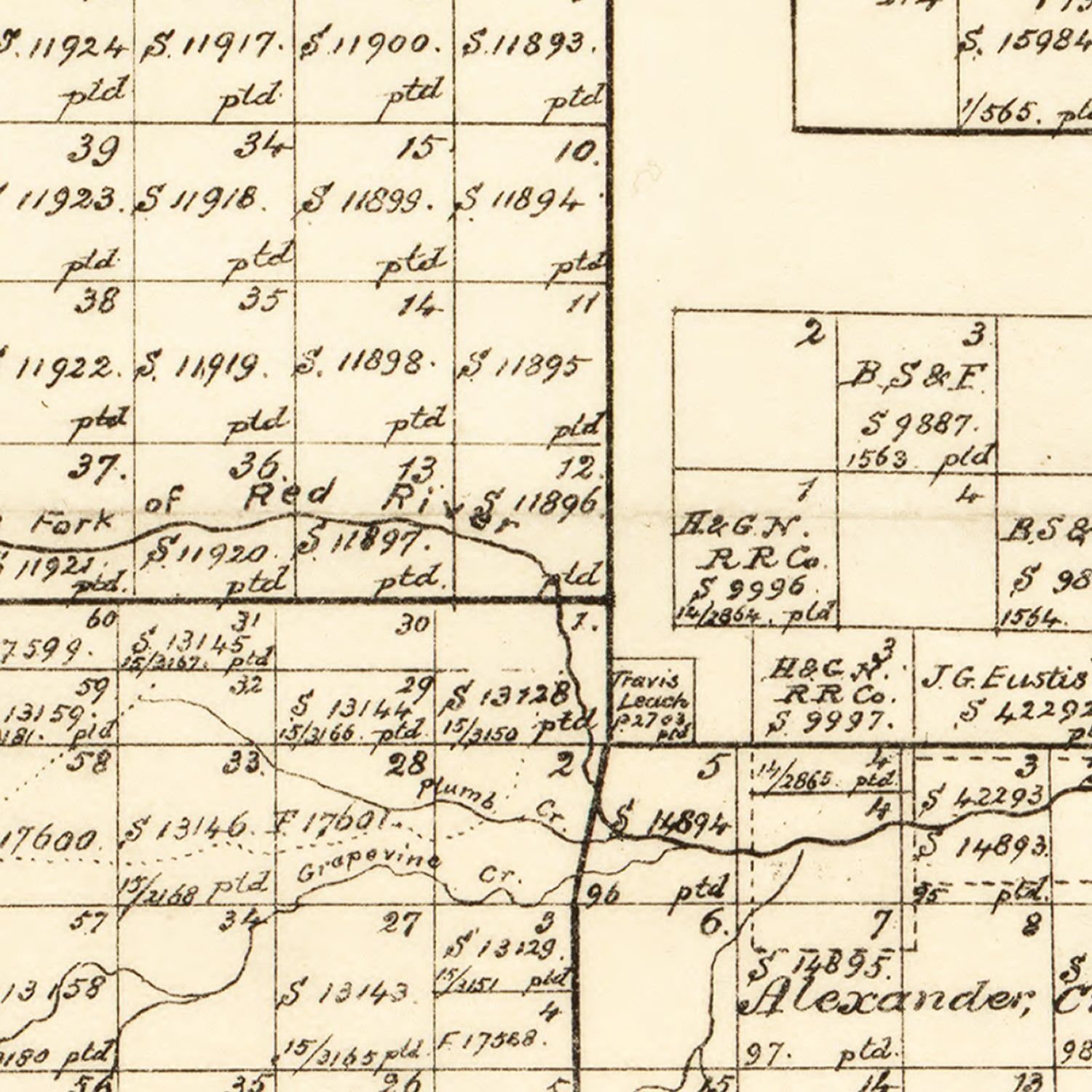 Vintage Map of Gray County, Texas 1888