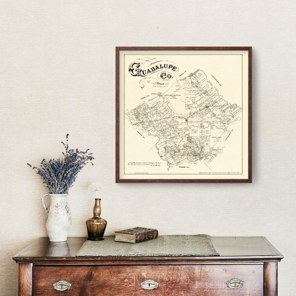Vintage Map of Guadalupe County, Texas 1880