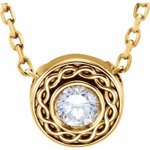 14K Yellow Gold 1/10 CTW Natural Diamond Slide 16" Necklace