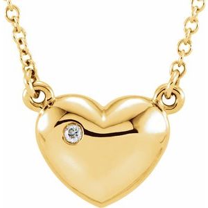 14K Yellow Gold .01 CTW Natural Diamond Heart 16.5" Necklace