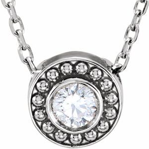 Platinum 1/10 CTW Diamond Beaded Slide 16" Necklace