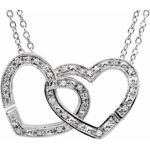 Sterling Silver 1/6 CTW Natural Diamond Interlocking Hearts 18" Necklace