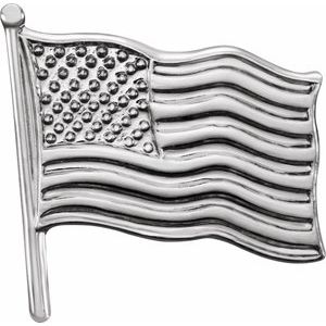 14K White Gold 17.5x17 mm American Flag Lapel Pin