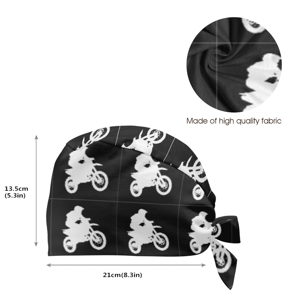 White Motorcycle Medical Scrub Cap (Made in USA)