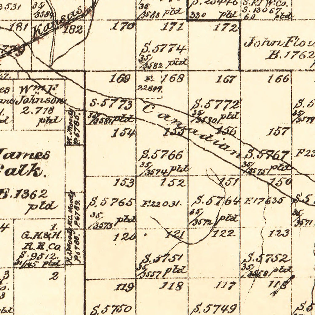 Vintage Map of Hemphill County, Texas 1888