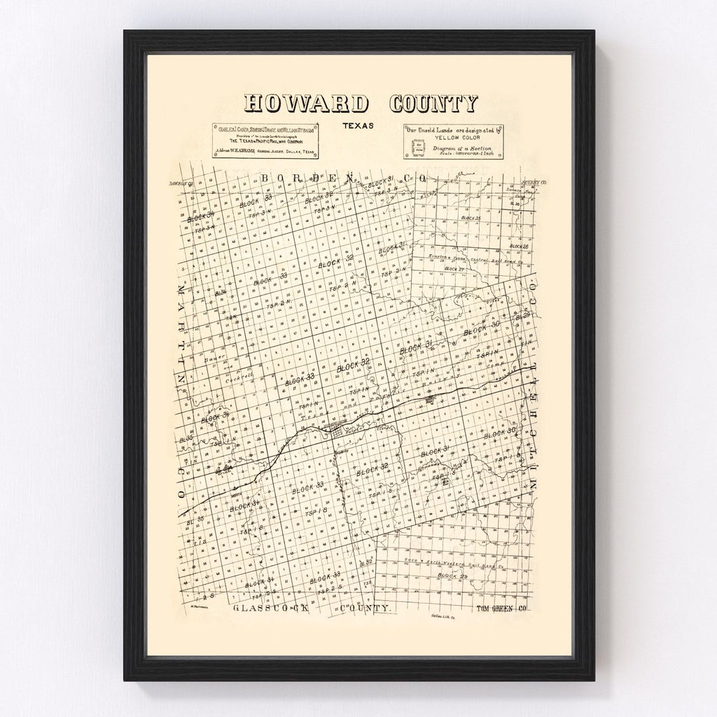 Vintage Map of Howard County, Texas 1890