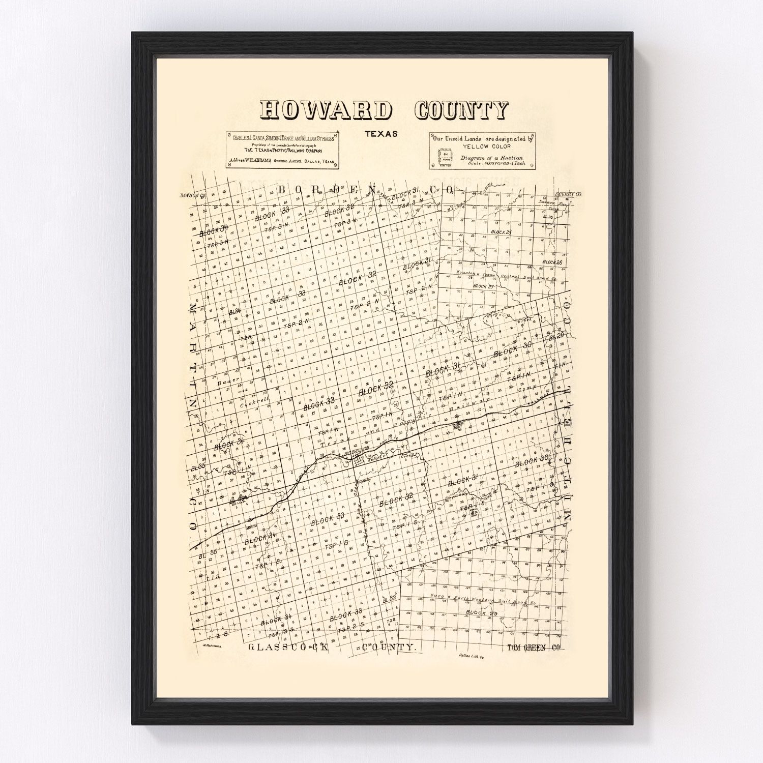 Vintage Map of Howard County, Texas 1890