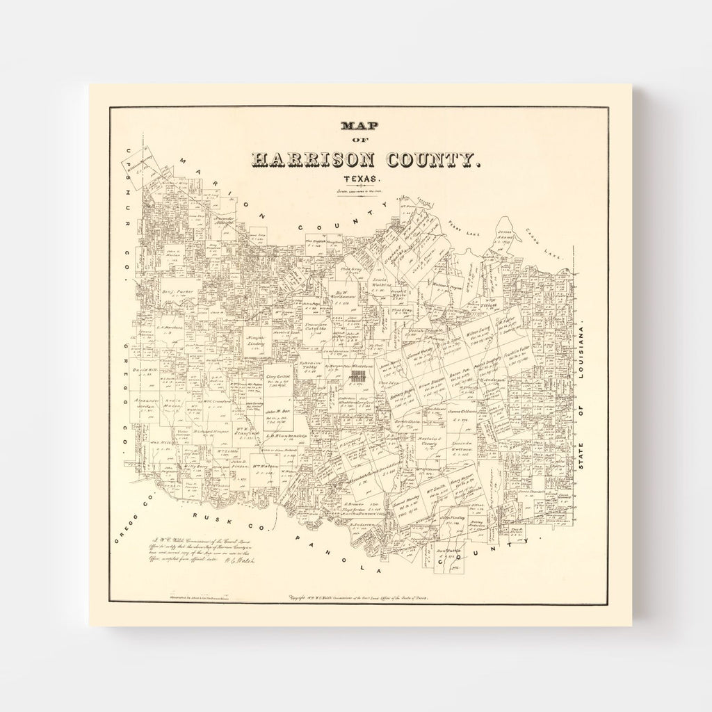 Vintage Map of Harrison County, Texas 1879