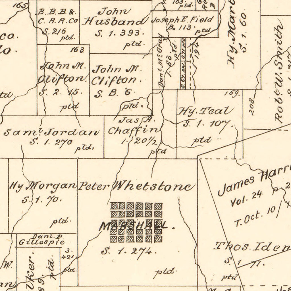 Vintage Map of Harrison County, Texas 1879