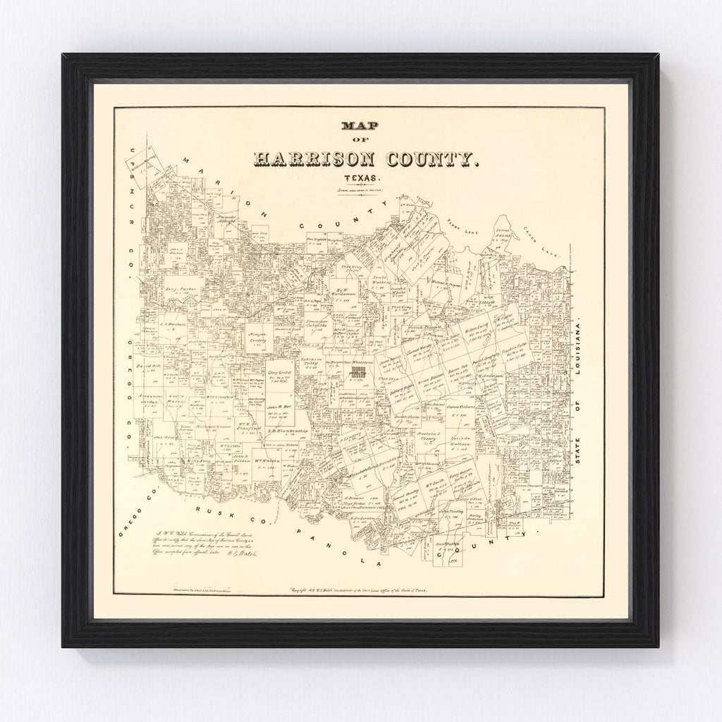 Vintage Map of Harrison County, Texas 1879