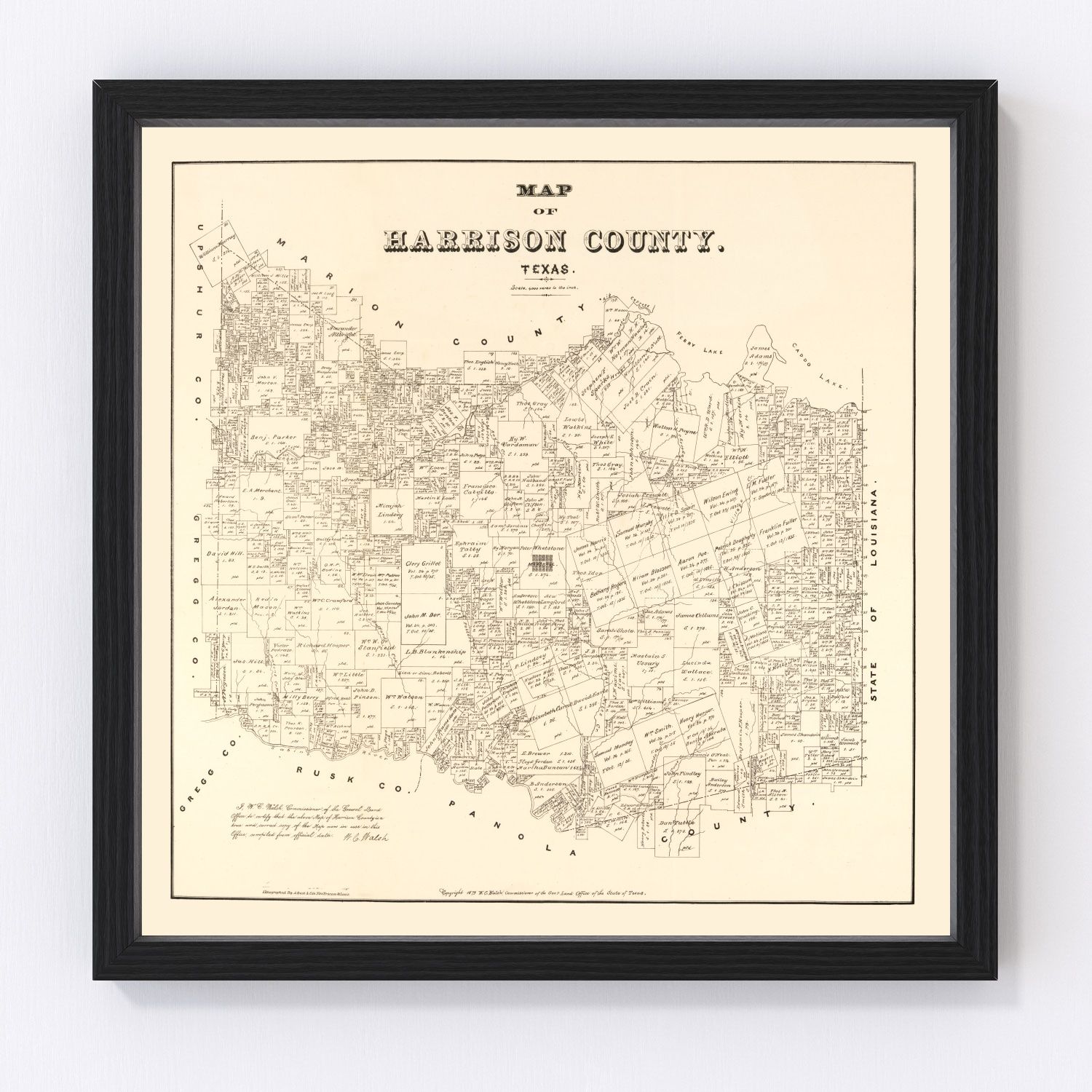 Vintage Map of Harrison County, Texas 1879