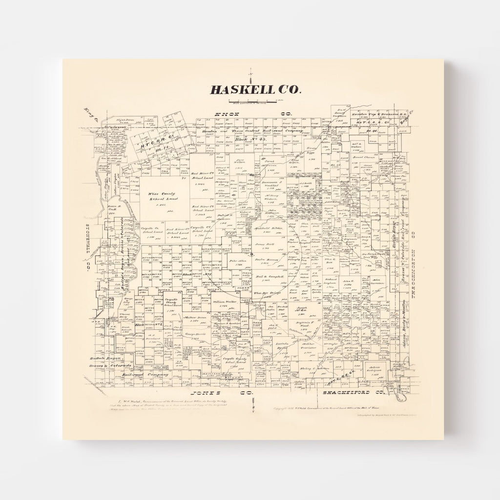Vintage Map of Haskell County, Texas 1879