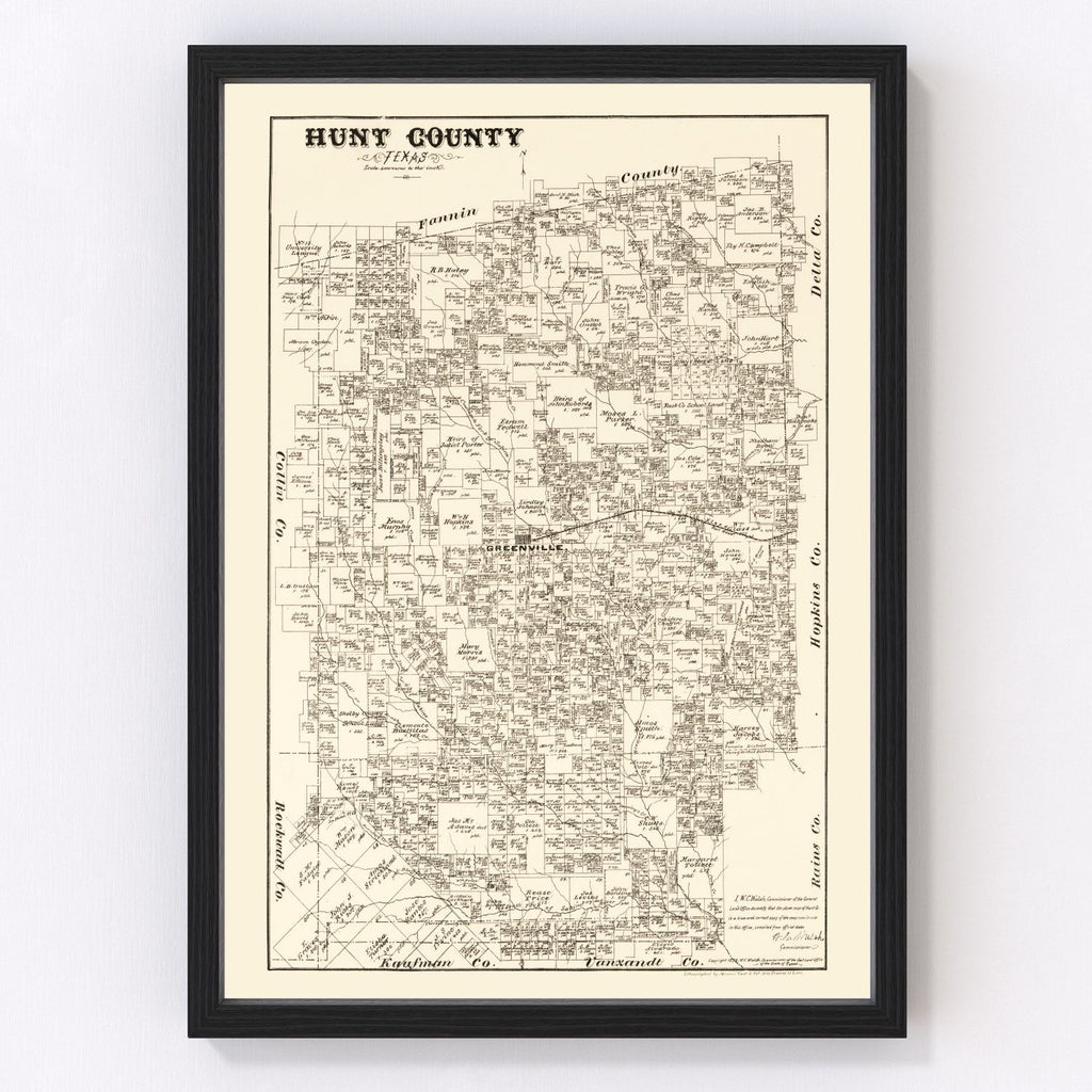 Vintage Map of Hunt County, Texas 1879
