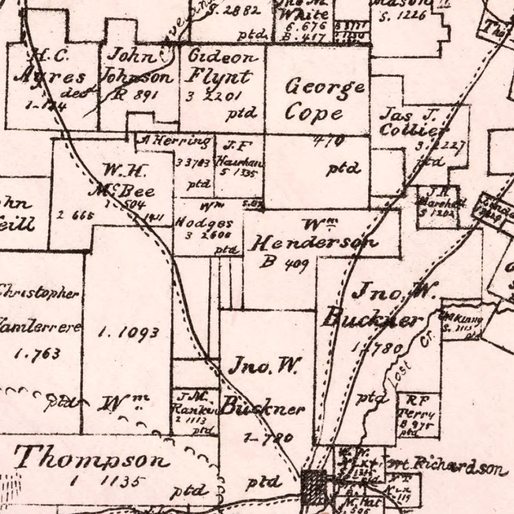 Vintage Map of Jack County, Texas 1876