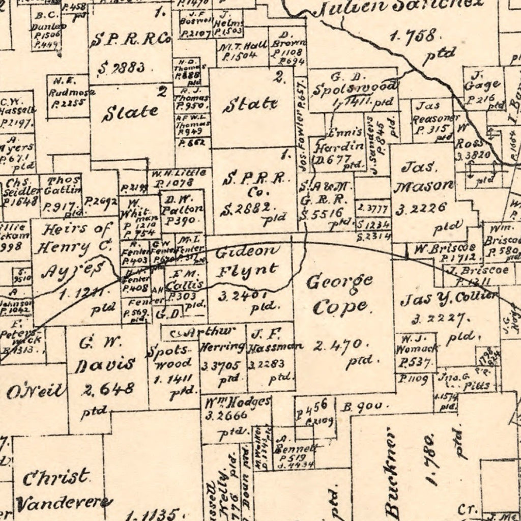 Vintage Map of Jack County, Texas 1879
