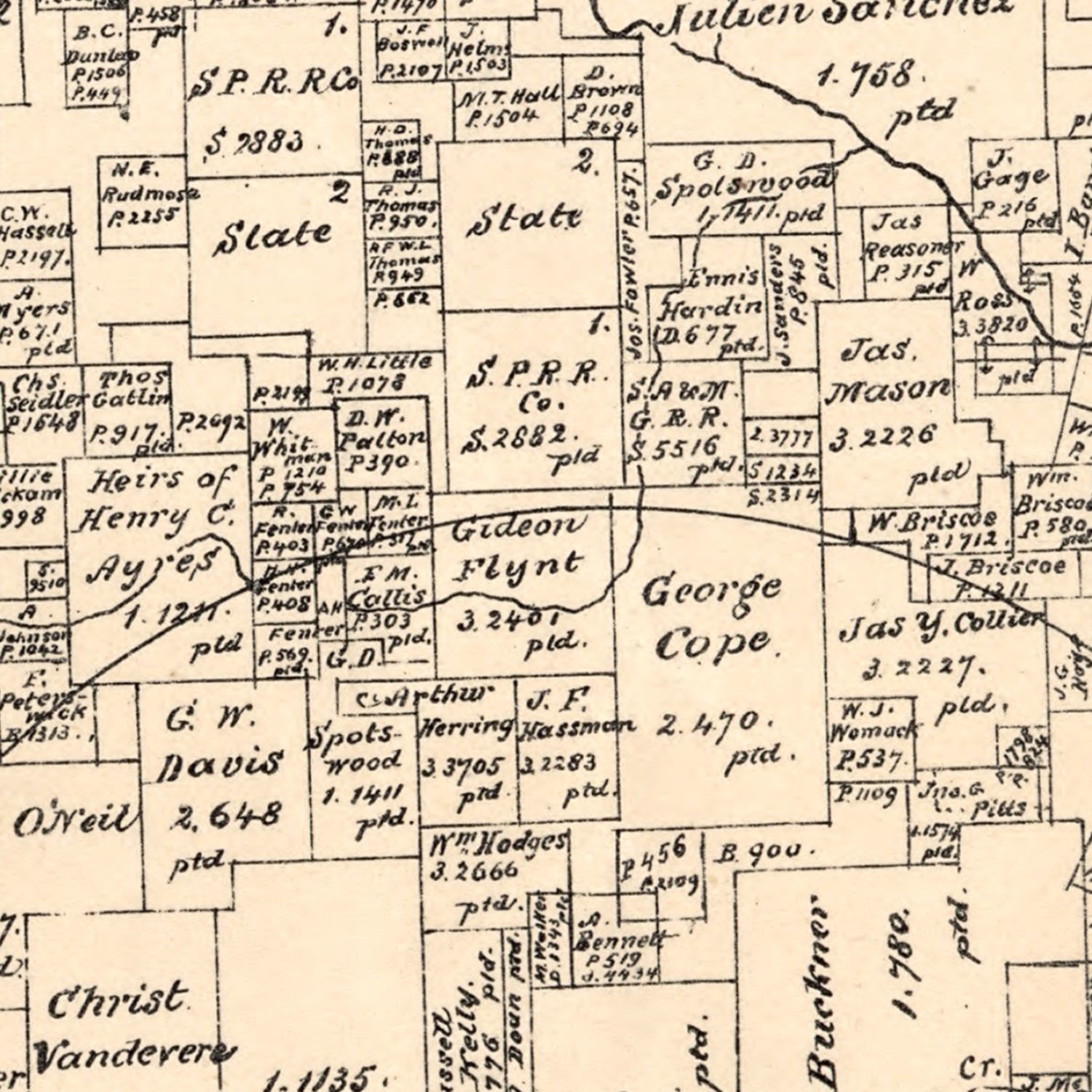 Vintage Map of Jack County, Texas 1879