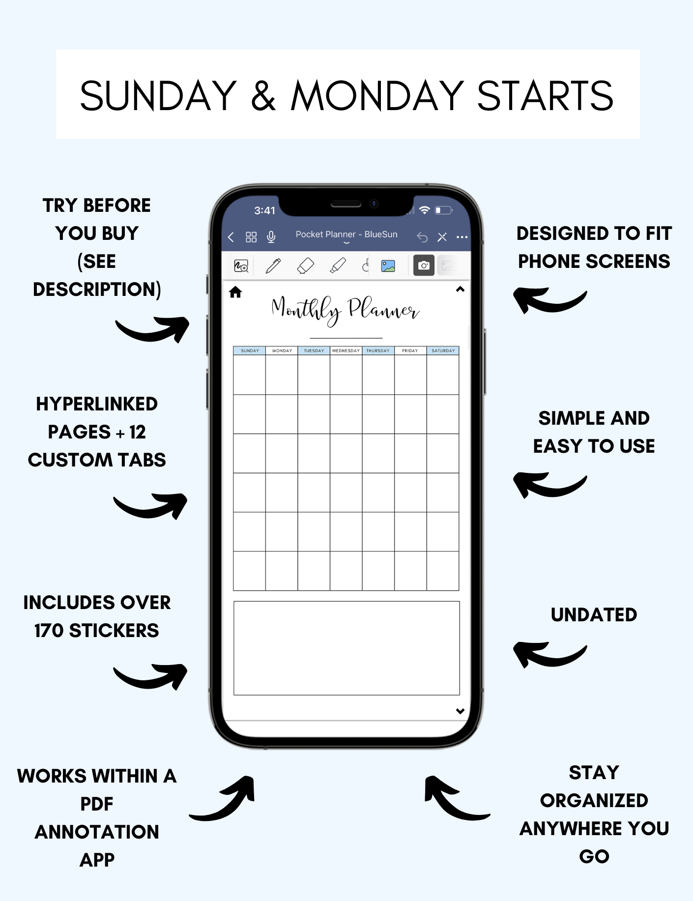 Digital Phone Planner Blue
