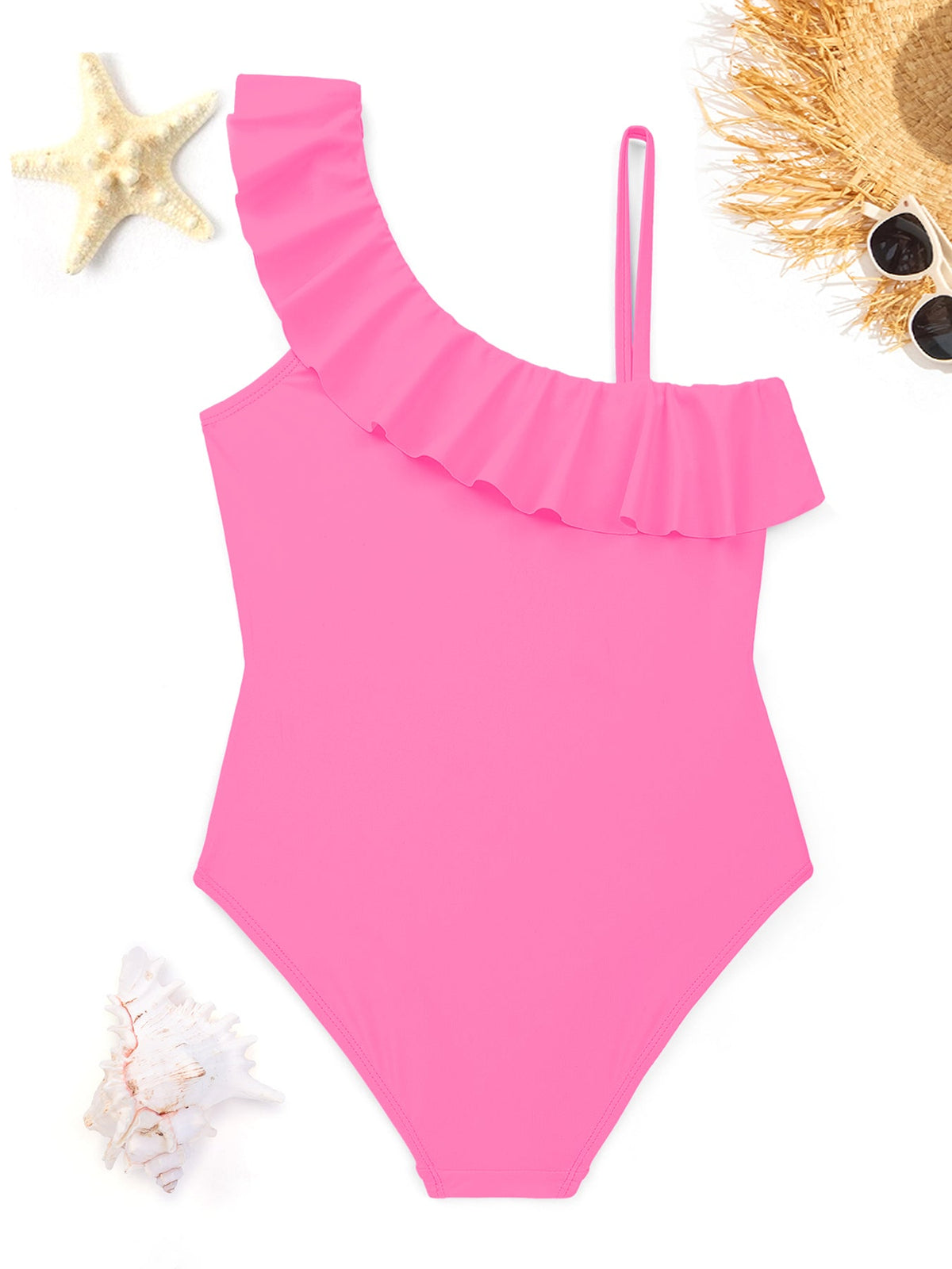 Groovy Butterfly Girls' Ruffled One-Piece Swimsuit (Front Printing)