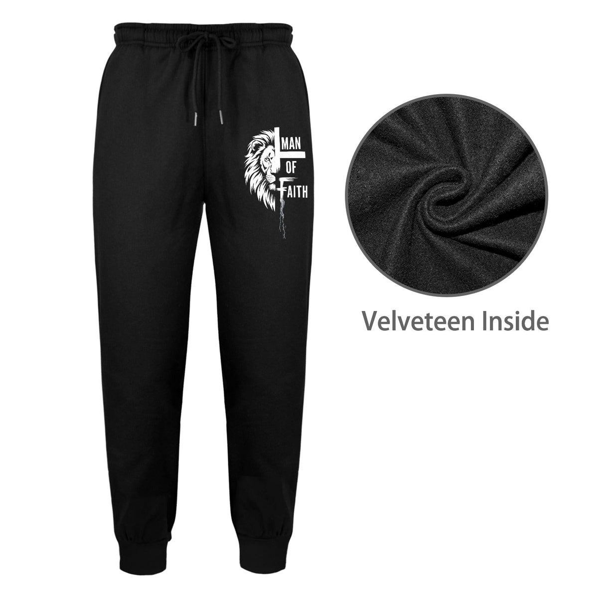 Men's Man of Faith Fleece Black Sweatpants (Made in USA)