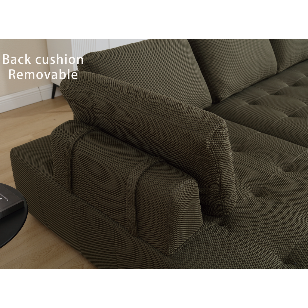 [NEW ARRIVED] [VIDEO PROVIDED]138.5 'Modular Combination Sofa, U-shaped Sofa, Living Room, Apartment, Upholstered ,6-seat Sofa, Free Combination Sofa (Mesh Fabric), Breathable Fabric,Green