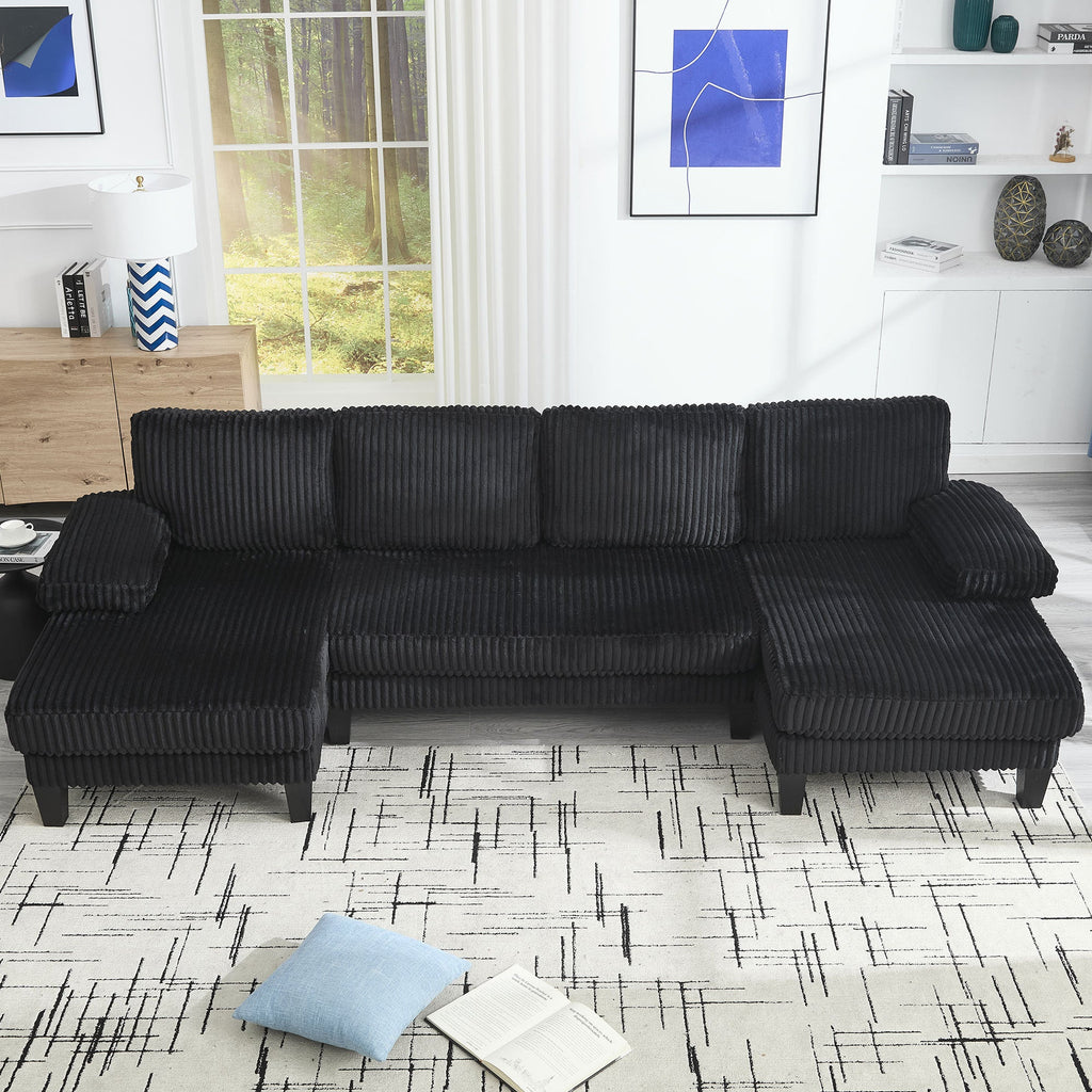 [VIDEO provided][New]U-Shaped Couch with Oversized Seat,4-Seat Sofa  with Double Chaise,Comfortable and spacious indoor furniture for Living Room,Apartment