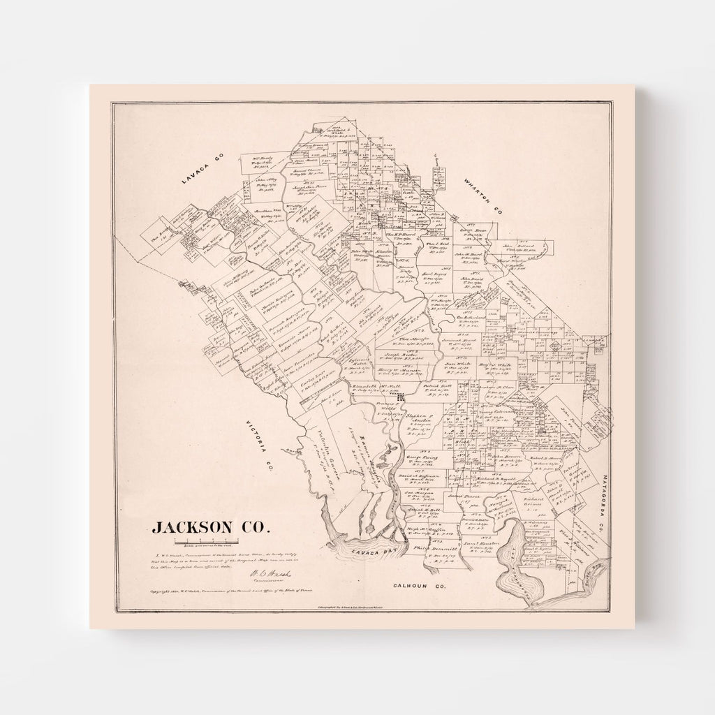 Vintage Map of Jackson County, Texas 1880