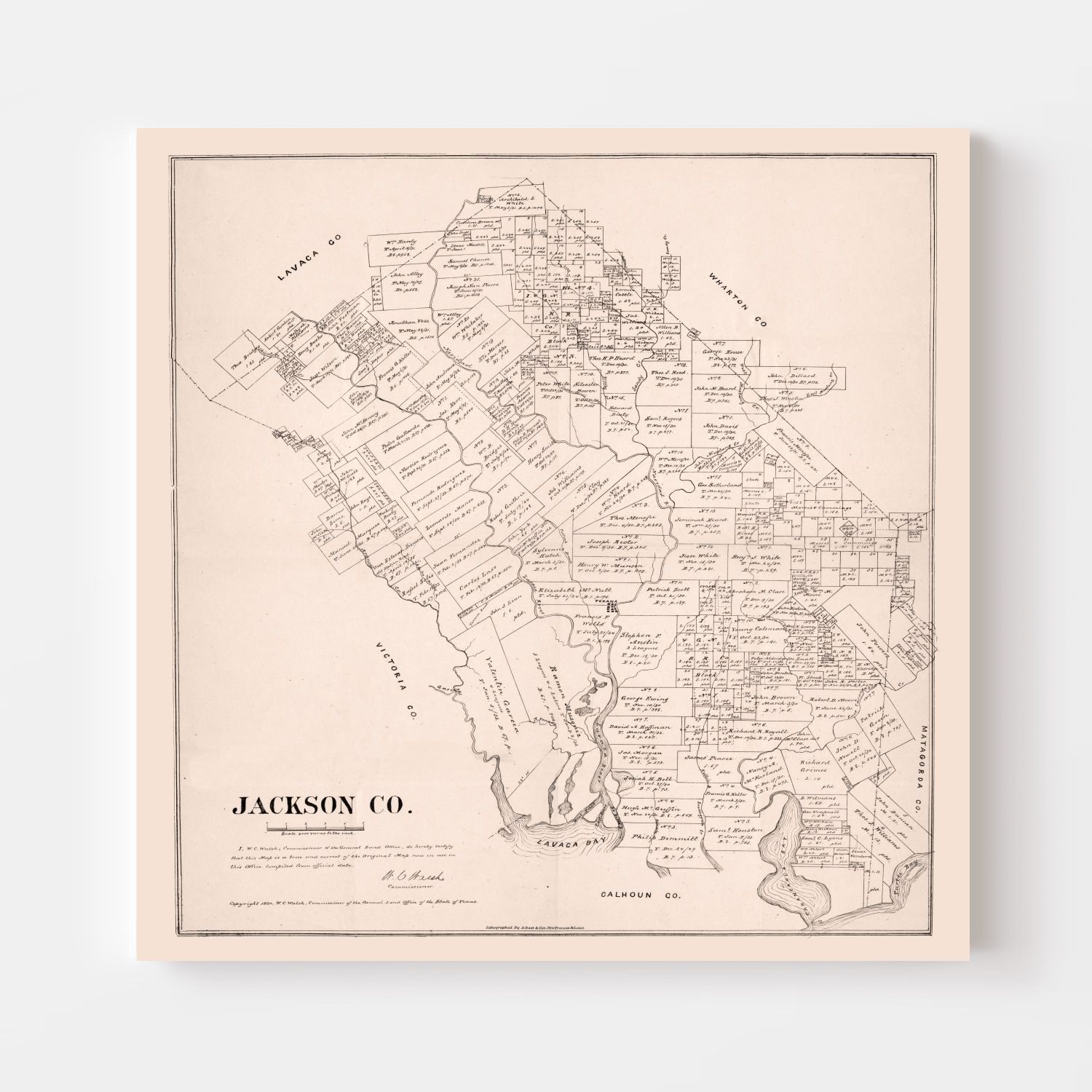 Vintage Map of Jackson County, Texas 1880